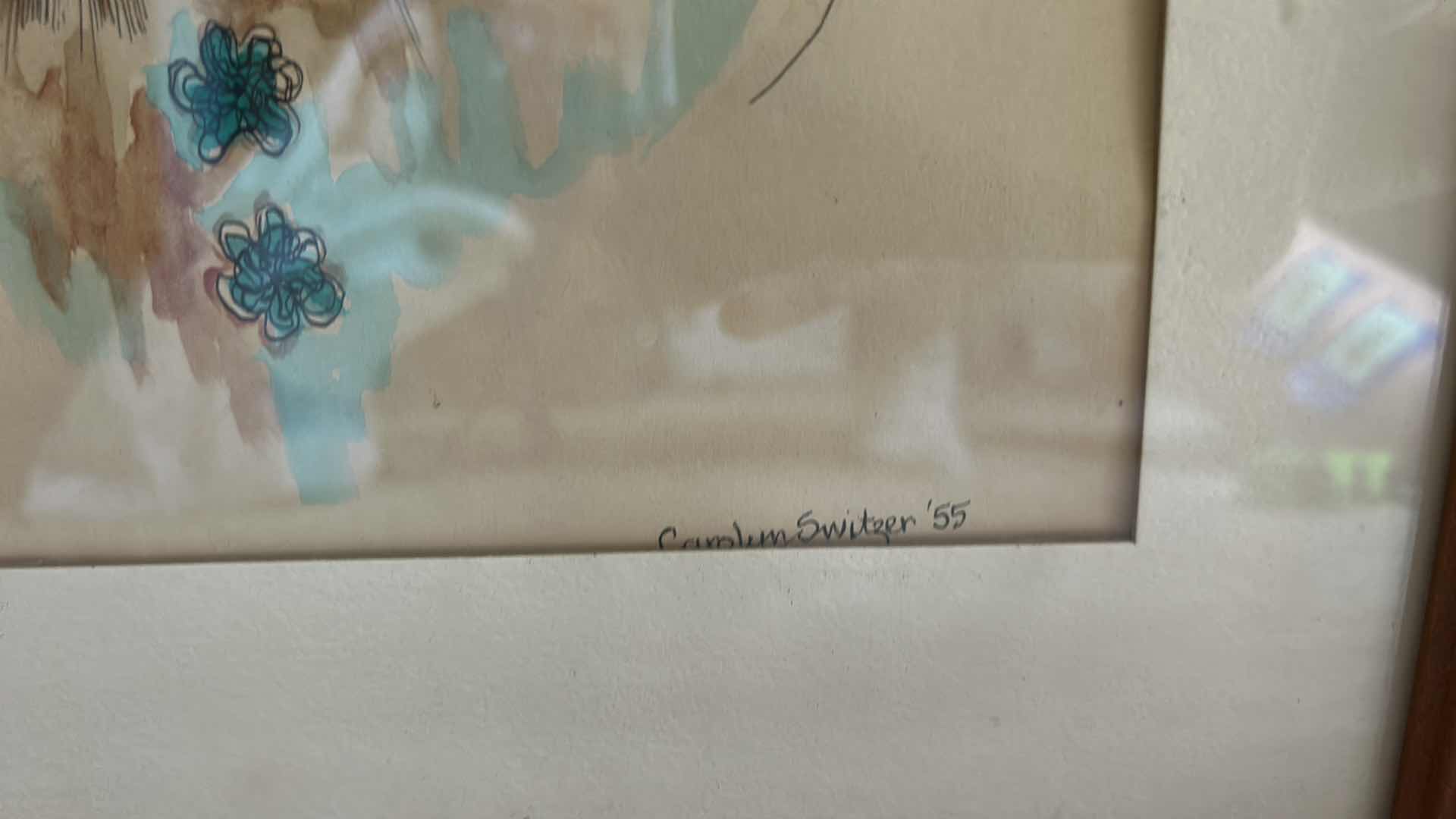 Photo 1 of WOOD FRAMED 1955 SIGNED CLOWN WATERCOLOR ARTWORK 12 1/2” x 15.75”