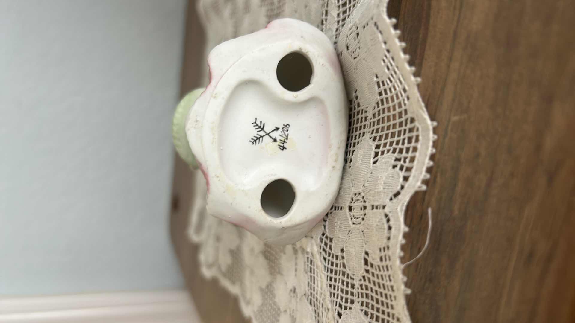 Photo 1 of VINTAGE DOLL, PORCELAIN FIGURINE, DOILY AND BEyoutiful SIGN