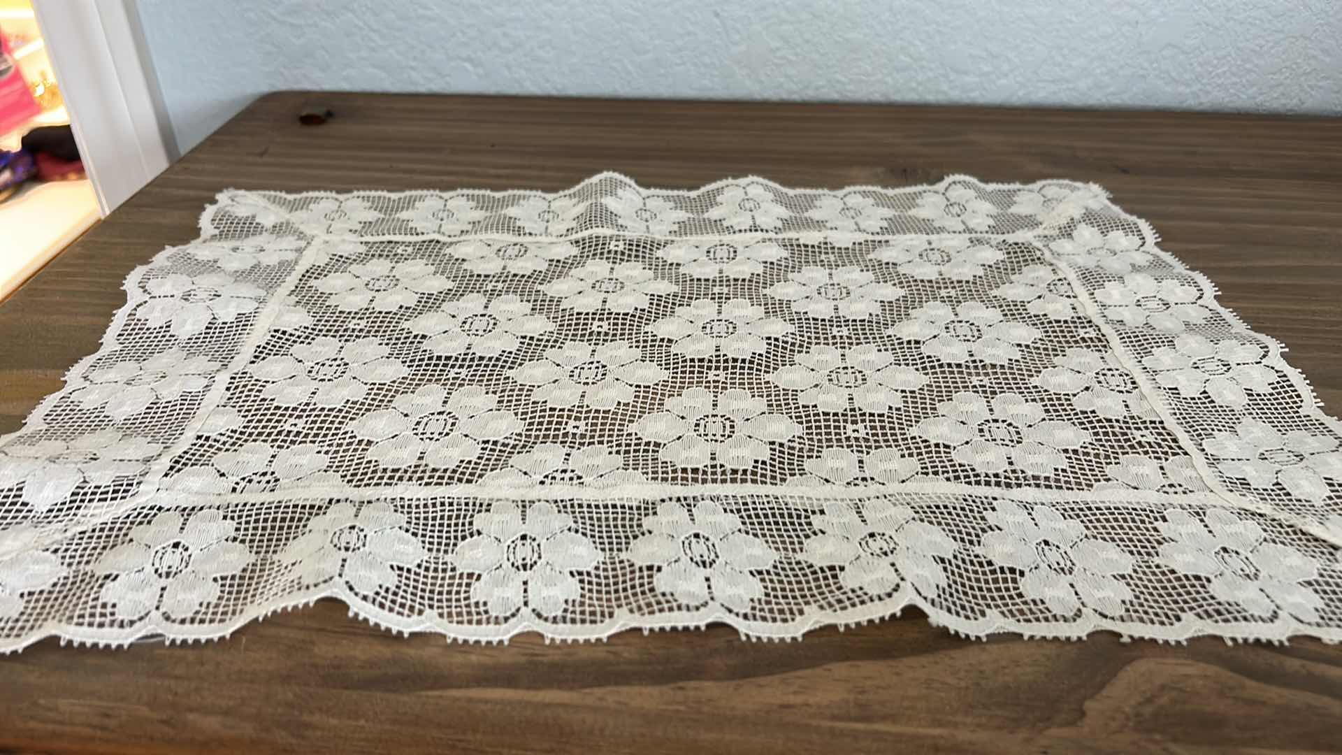 Photo 1 of VINTAGE DOLL, PORCELAIN FIGURINE, DOILY AND BEyoutiful SIGN