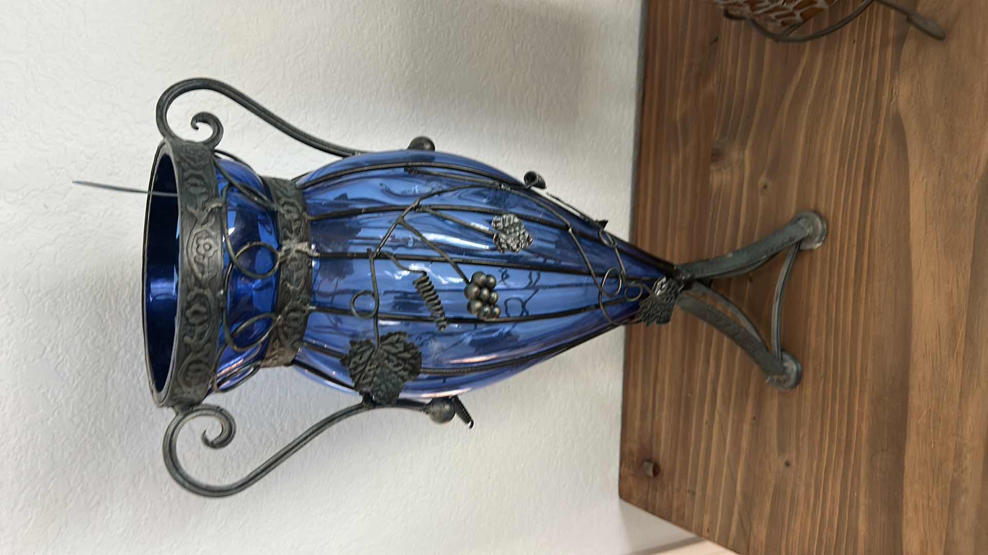 Photo 5 of 2 METAL AND GLASS VASES ( LARGEST H 20.5”