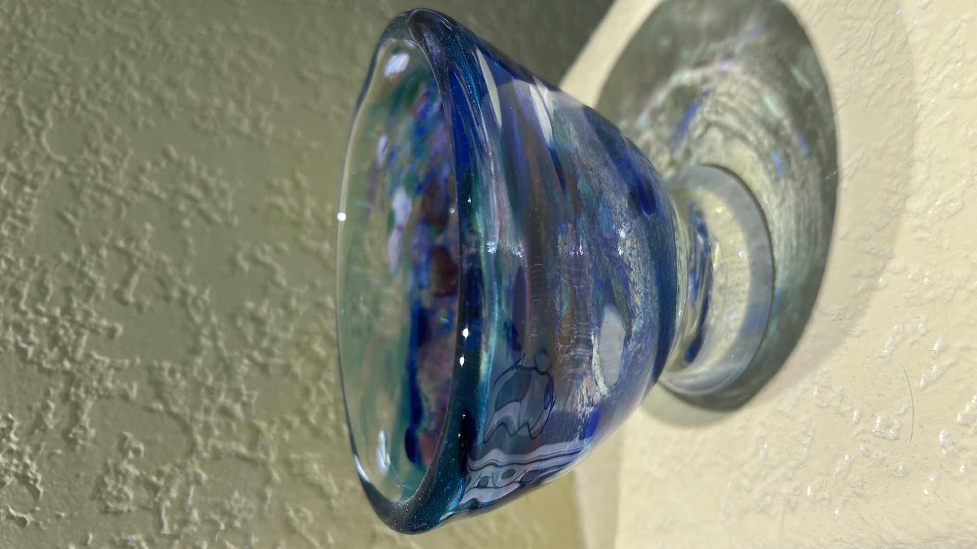 Photo 1 of 4 BLUE AND GREEN GLASS HOME DECOR PIECES (TALLEST 5.25”)