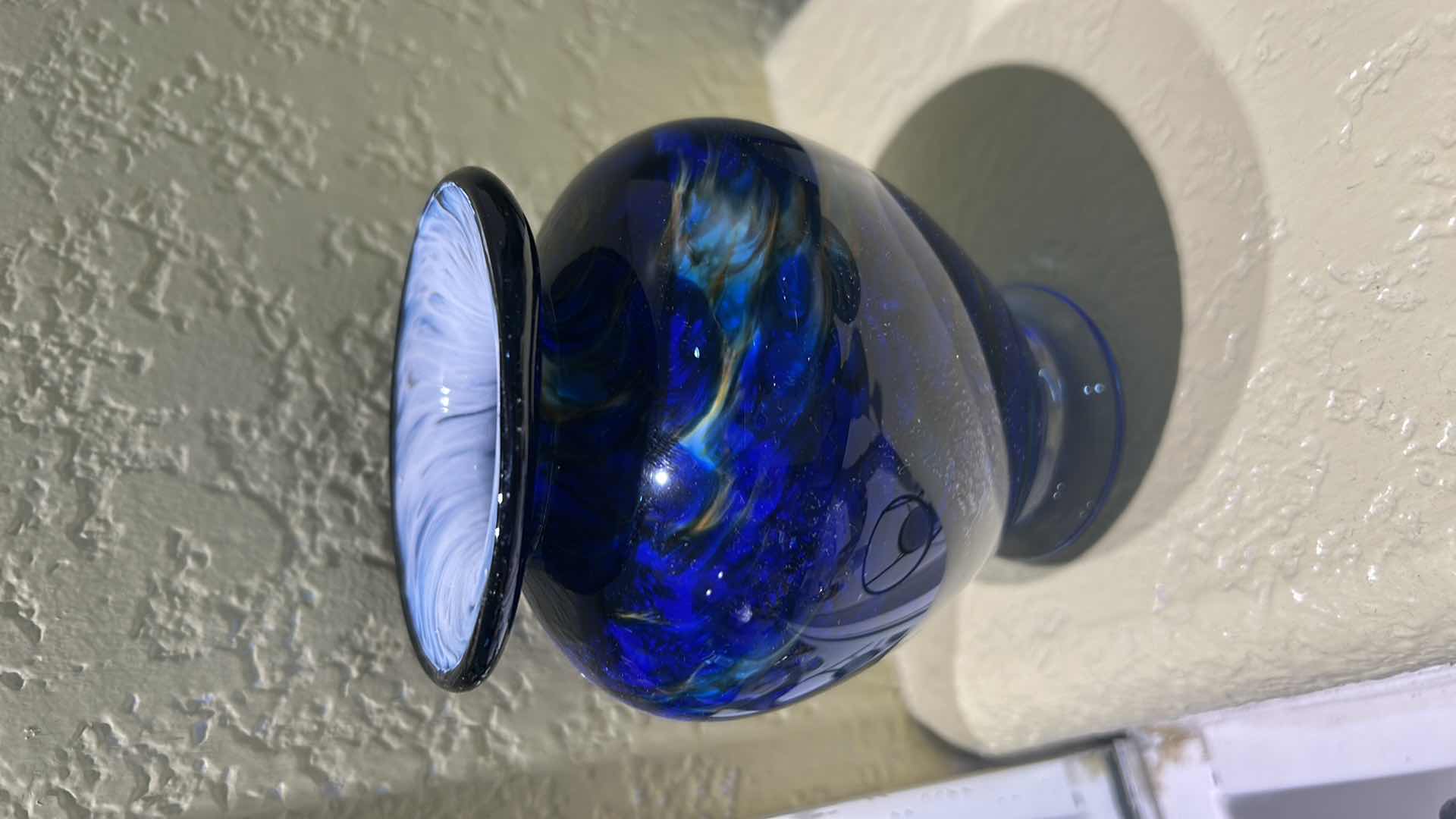 Photo 1 of 4 BLUE AND GREEN GLASS HOME DECOR PIECES (TALLEST 5.25”)