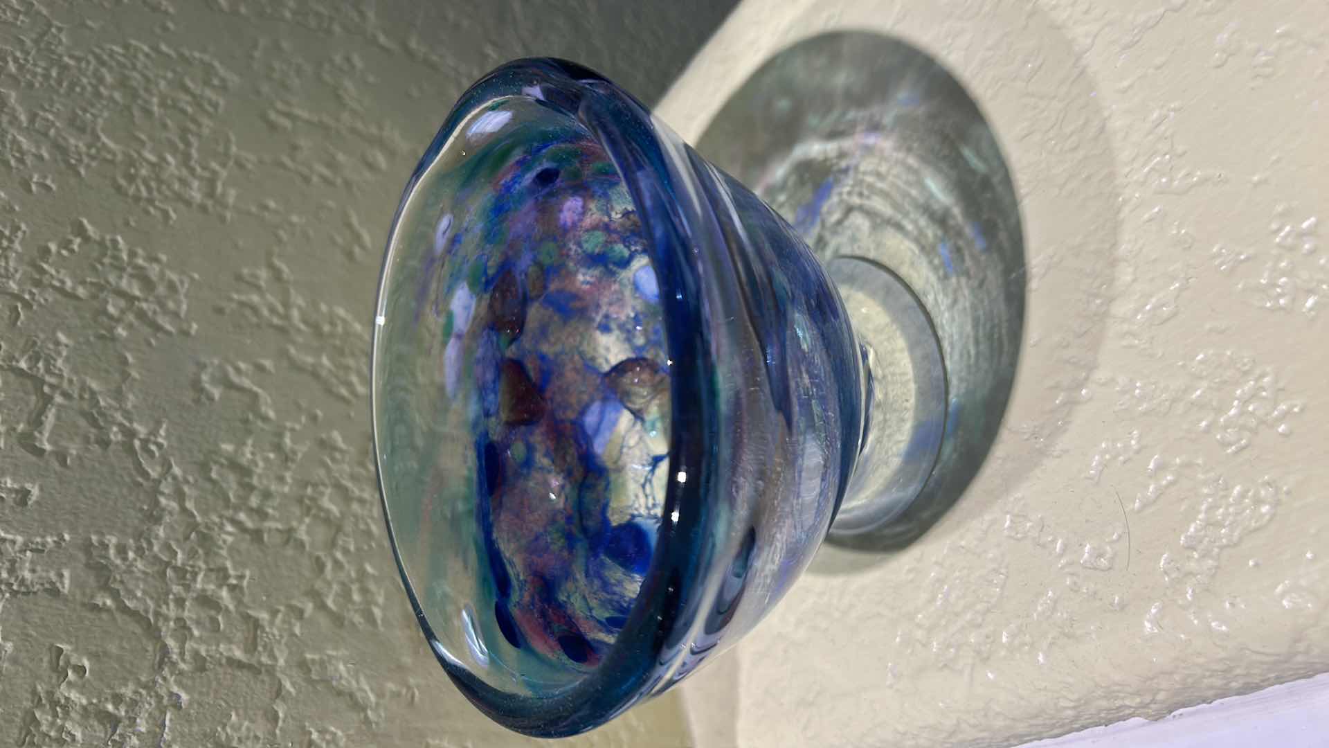 Photo 1 of 4 BLUE AND GREEN GLASS HOME DECOR PIECES (TALLEST 5.25”)