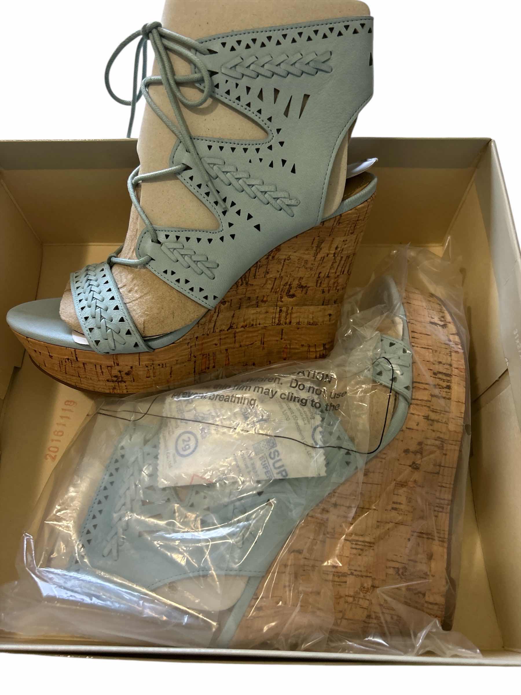 Photo 1 of WOMENS MARC FISHER NEW LACE UP LIGHT BLUE SUEDE WEDGES SIZE 7