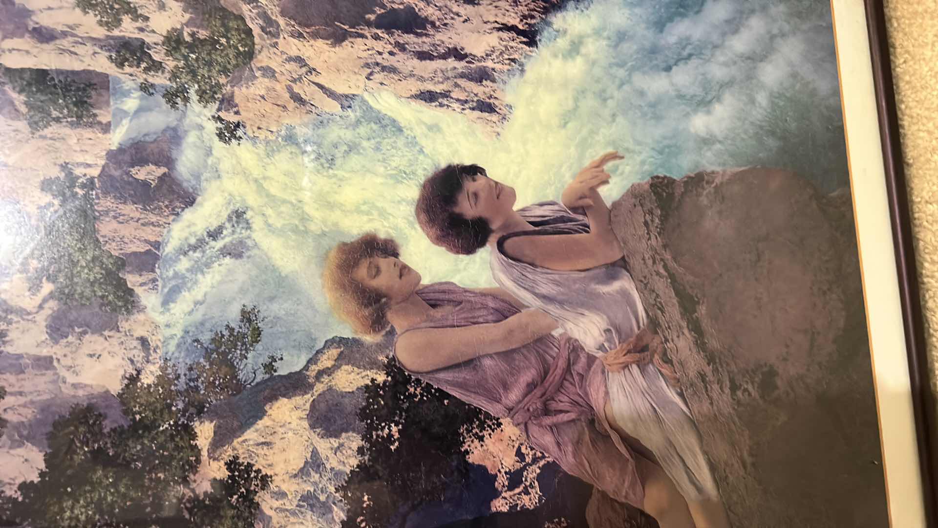Photo 1 of FRAMED, TWO WOMEN OVERLOOKING WATERFALL ARTWORK 24” x H28 1/2”