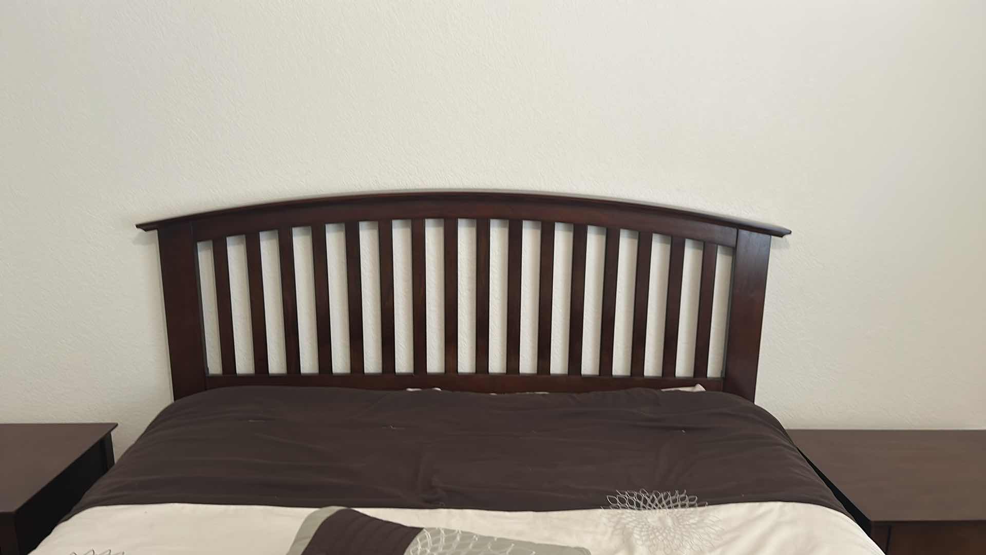 Photo 2 of CHERRYWOOD QUEEN BEDFRAME W SIDEBOARD BEDSPREAD PILLOW INCLUDED