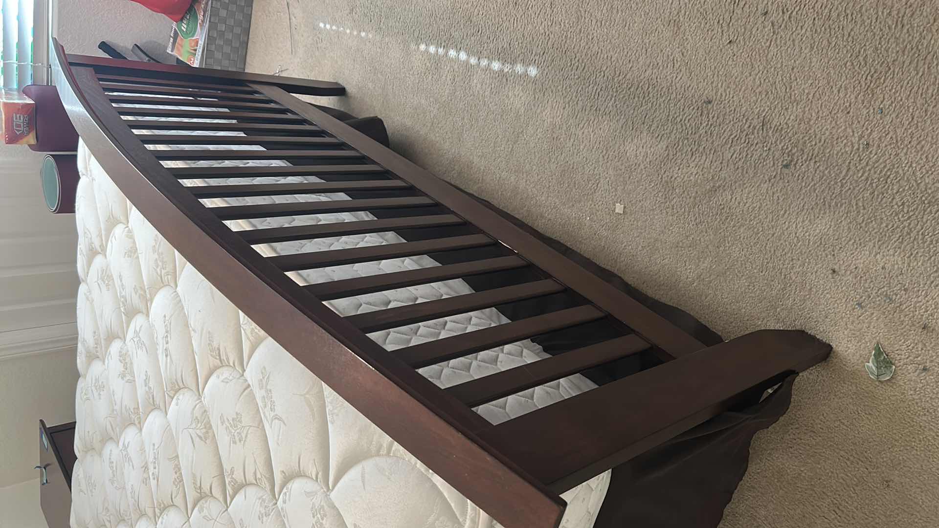 Photo 4 of CHERRYWOOD QUEEN BEDFRAME W SIDEBOARD BEDSPREAD PILLOW INCLUDED