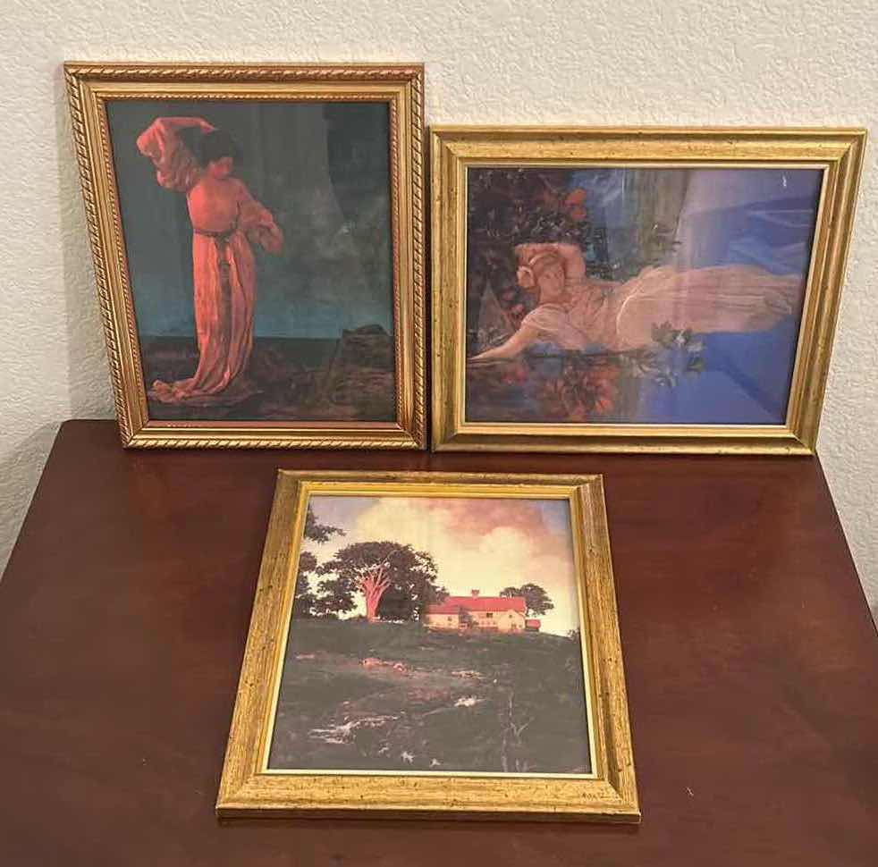Photo 1 of 3- GOLD FRAMED MAXFIELD PARRISH PRINTS 9” X 12”