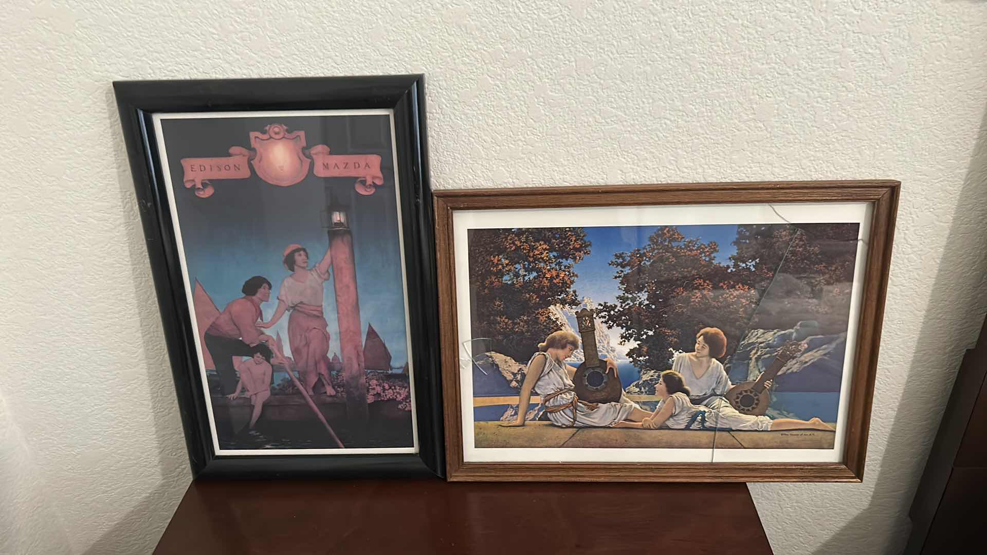 Photo 1 of 2- FRAMED MAXFIELD PARRISH PRINTS 17” X 13” 11” X 18”