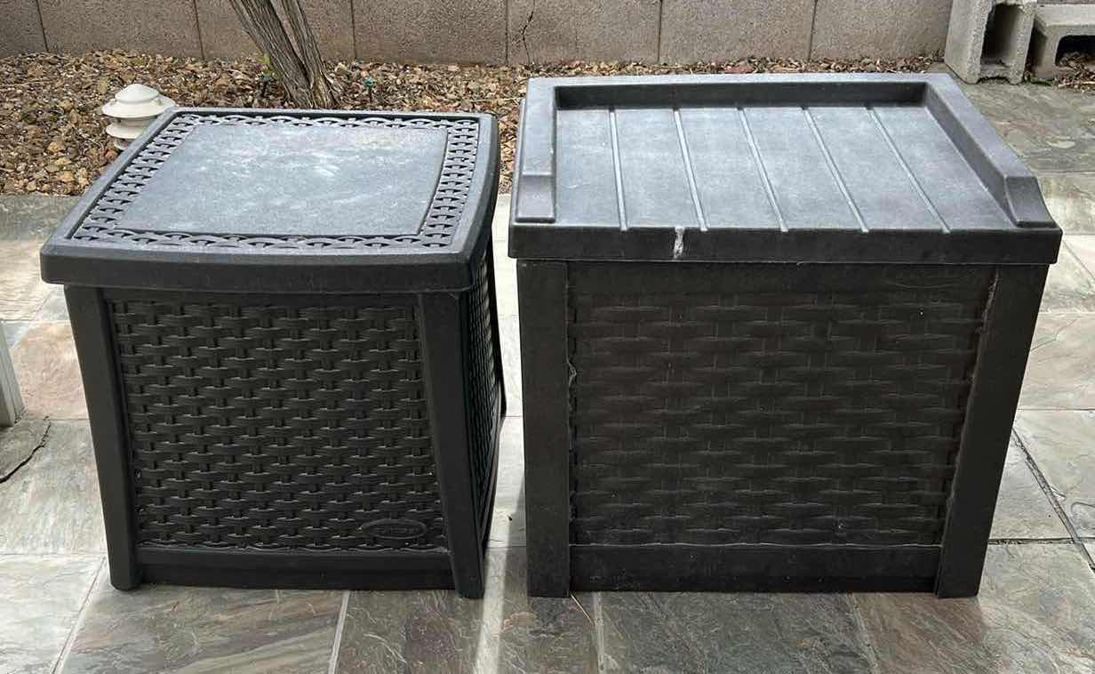 Photo 1 of 2- OUTDOOR SIDE DECK TABLES W STORAGE