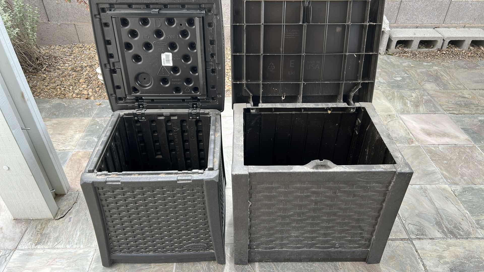 Photo 1 of 2- OUTDOOR SIDE DECK TABLES W STORAGE