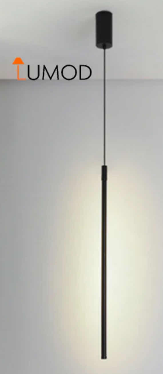 Photo 1 of NIB - STEVIE LED LINEAR BLACK METAL PENDANT HANGING LIGHT FIXTURE H32” LL-1122-MF