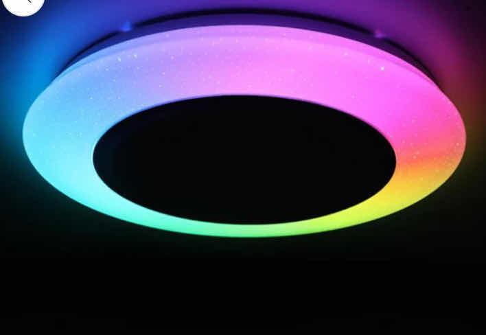 Photo 1 of NIB - OLLY SMART BLUETOOTH SPEAKER RAINBOW WHITE & ACRYLIC LED CEILING LIGHT DIAMETER 20” LL-1142-MF