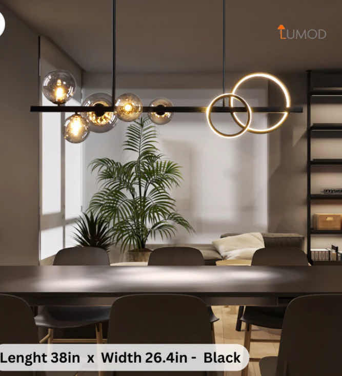 Photo 1 of NIB - MAXIMUS BLACK INDUSTRIAL STYLE GLASS BALL CHANDELIER 38“ x 26.4 LL-1058MF