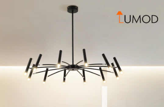 Photo 1 of NIB - ARGENTO MODERN BLACK RADIAL IRON CHANDELIER DIAMETER 40.8” LL-1063MF