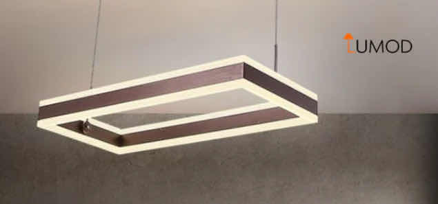 Photo 1 of NIB - NORA SLEEK MODERN COFFEE LED RECTANGULAR PENDANT LIGHT 16“ x 40“ LL-1079-MF