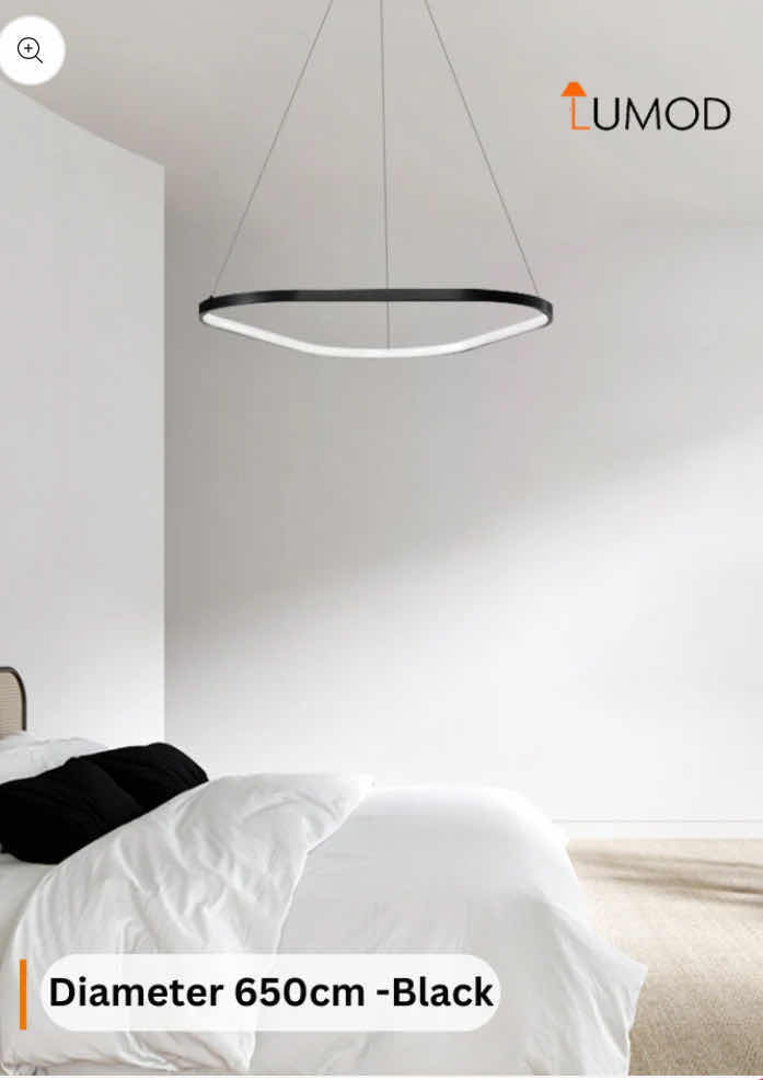 Photo 2 of NIB - TESSA ARTISTIC BLACK TRIANGULAR LED CEILING HANGING PENDANT DIAMETER 25.59” LL-1012-MF