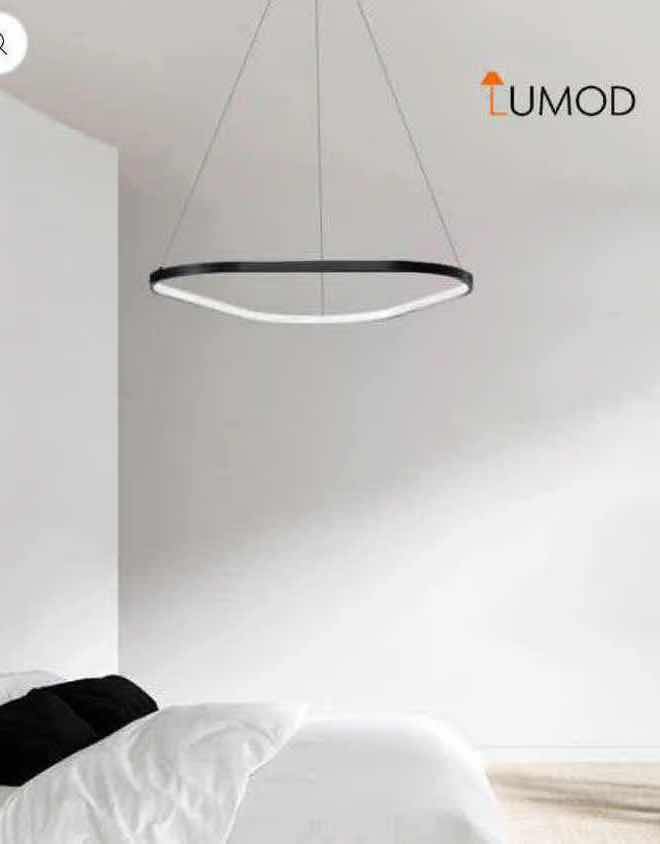 Photo 1 of NIB - TESSA ARTISTIC BLACK TRIANGULAR LED CEILING HANGING PENDANT DIAMETER 33.46” LL-1013-MF