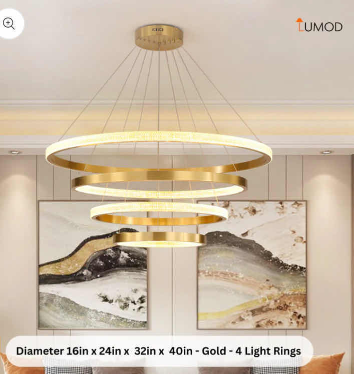 Photo 1 of NIB - GABBY CIRCULAR GOOD WITH CRYSTAL ACCENTS 4 TIER LED HANGING CHANDELIER DIAMETERS 16” 24” 32” & 40” LL-1111-MF