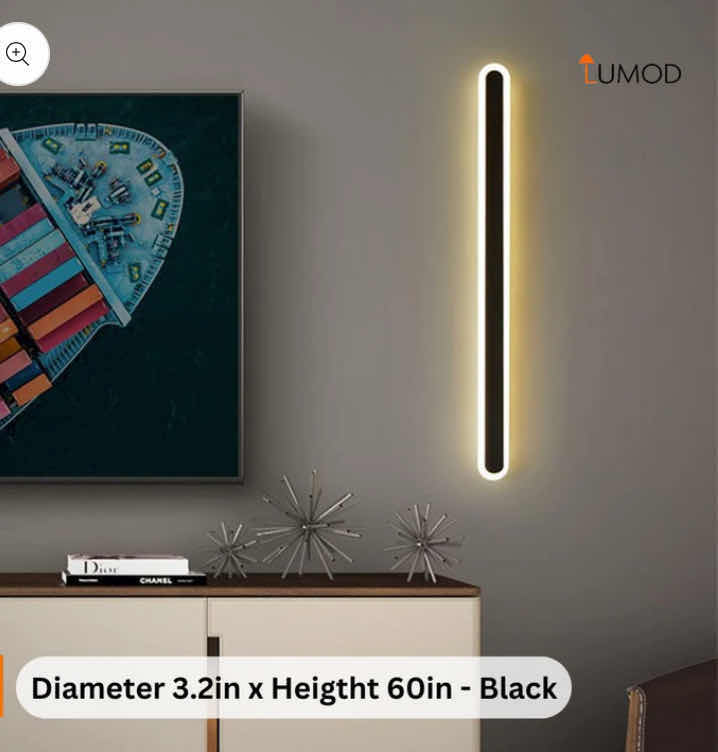 Photo 1 of NIB - MARVEL BLACK MODERN STRAIGHT BAR LED WALL LIGHT 3.2” x 60” LL-1129-MF