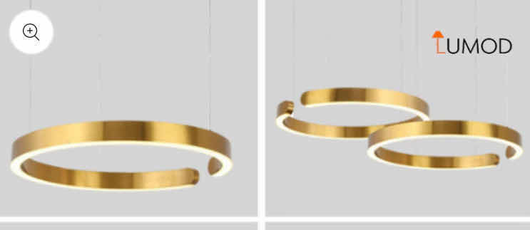 Photo 1 of NIB - ISABELLA SLEEK GOLD LED HANGING ONE RING CHANDELIER DIAMETER 16” LL-1104-MF