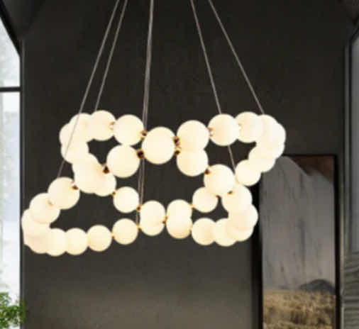 Photo 1 of NIB - WILDER ARTISTIC ORB GOLD & PEARL CHANDELIER DIAMETER 32” X 24” LL-1117-MF