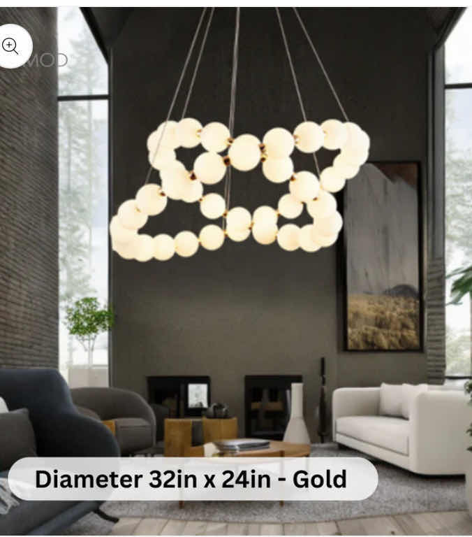 Photo 1 of NIB - WILDER ARTISTIC ORB GOLD & PEARL CHANDELIER DIAMETER 32” X 24” LL-1117-MF