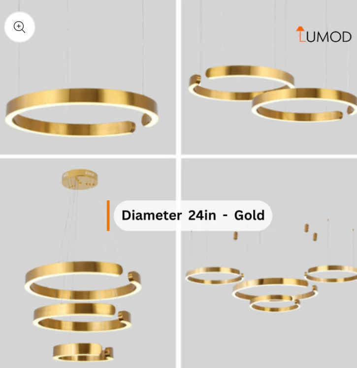 Photo 1 of NIB - ISABELLA SLEEK GOLD 1 RING LED HANGING RINGS CHANDELIER DIAMETERS 24” LL-1105-MF