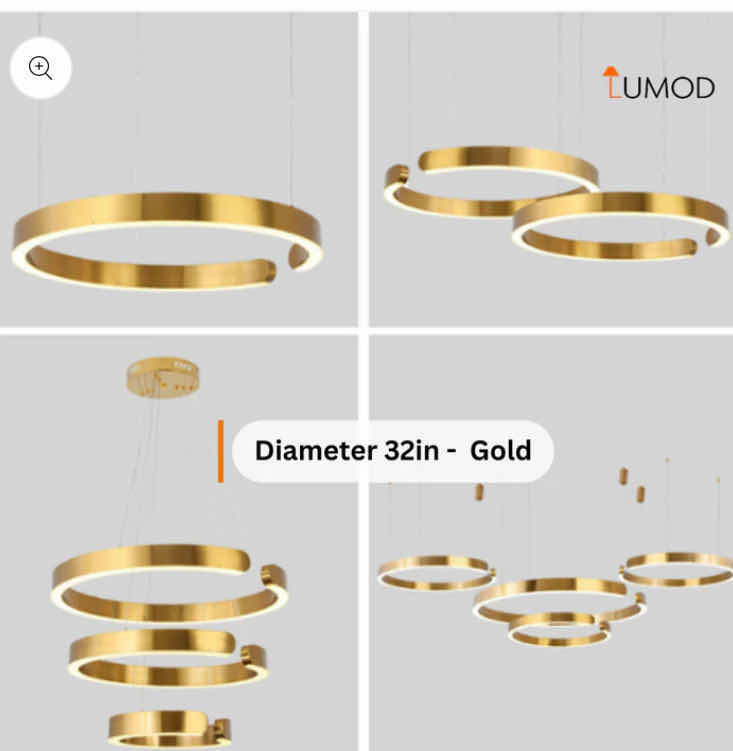 Photo 1 of NIB - ISABELLA SLEEK GOLD 1 RING LED HANGING RINGS CHANDELIER DIAMETER 32” LL-1106-MF