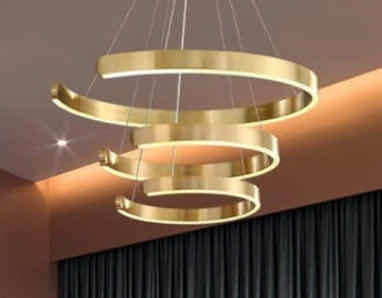Photo 1 of NIB - ISABELLA SLEEK GOLD 3 RING LED HANGING RINGS CHANDELIER DIAMETERS 32” 24” 16” LL-1109-MF