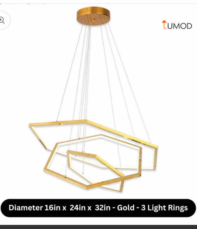 Photo 1 of NIB - CECILY GOLD HEXAGON LED PENDANT LIGHT DIAMETER 16” 24” 32” LL-1112-MF