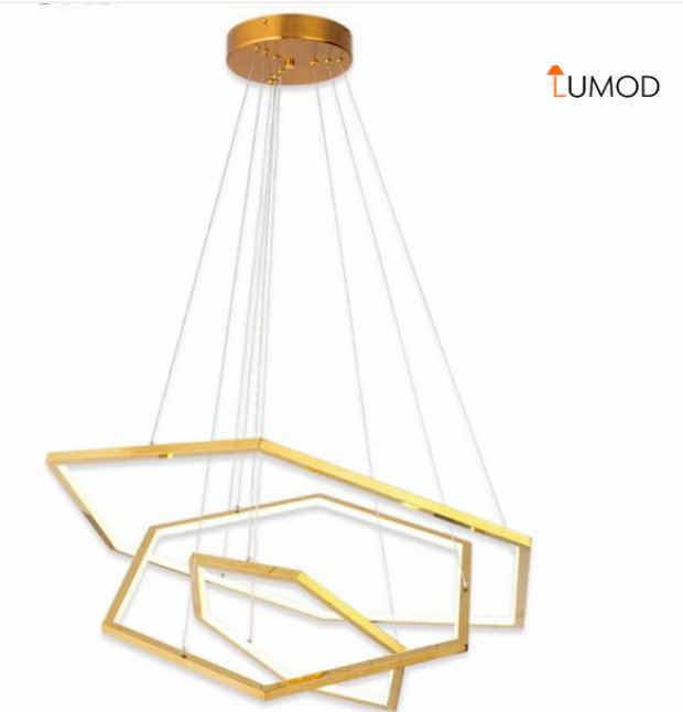 Photo 1 of NIB - CECILY GOLD HEXAGON LED PENDANT LIGHT DIAMETER 16” 24” 32” LL-1112-MF