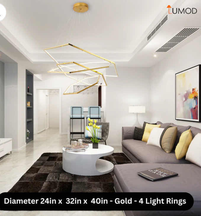 Photo 1 of NIB - CECILY GOLD HEXAGON LED PENDANT LIGHT DIAMETER 24” 32” & 40” LL-1113-MF