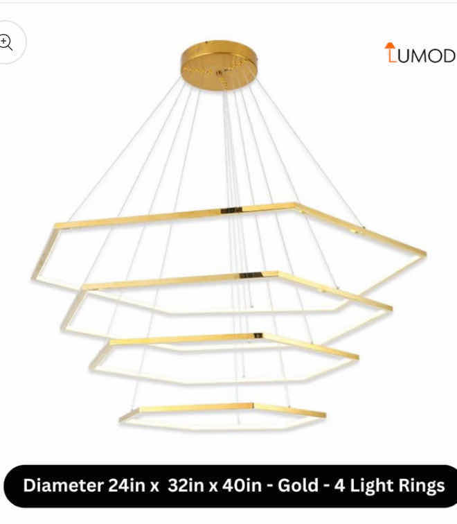 Photo 1 of NIB - CECILY GOLD HEXAGON LED PENDANT LIGHT DIAMETER 24” 32” & 40” LL-1113-MF