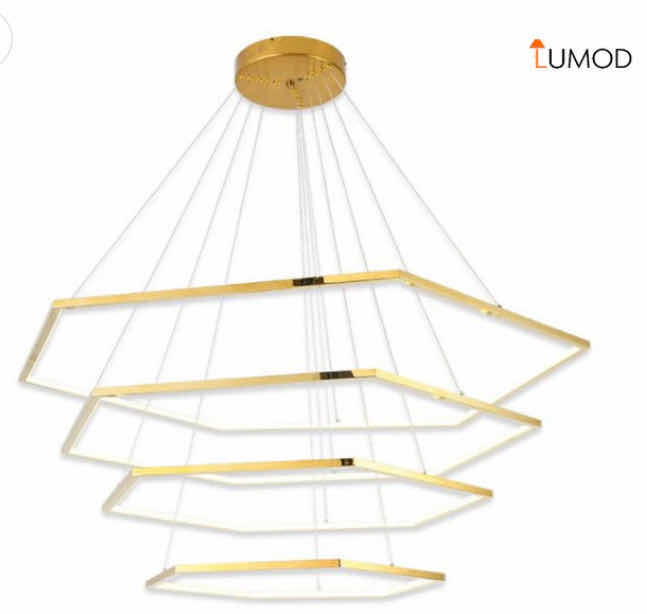 Photo 1 of NIB - CECILY GOLD HEXAGON LED PENDANT LIGHT DIAMETER 24” 32” & 40” LL-1113-MF