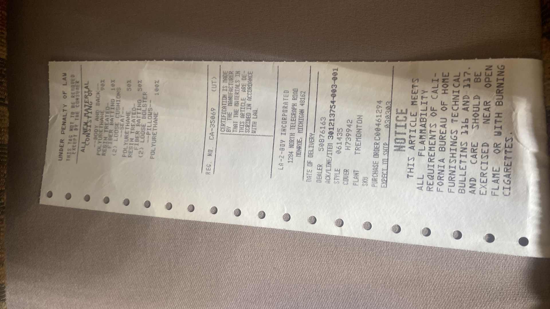 Photo 1 of 88” LAZY BOY FLORAL UPHOLSTERED SOFA WITH ARM COVERS