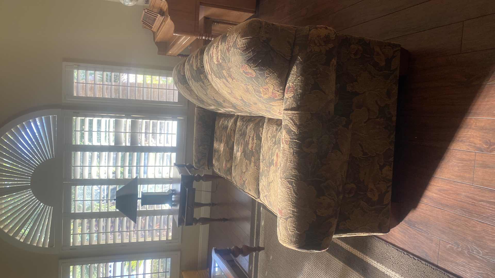 Photo 1 of 88” LAZY BOY FLORAL UPHOLSTERED SOFA WITH ARM COVERS