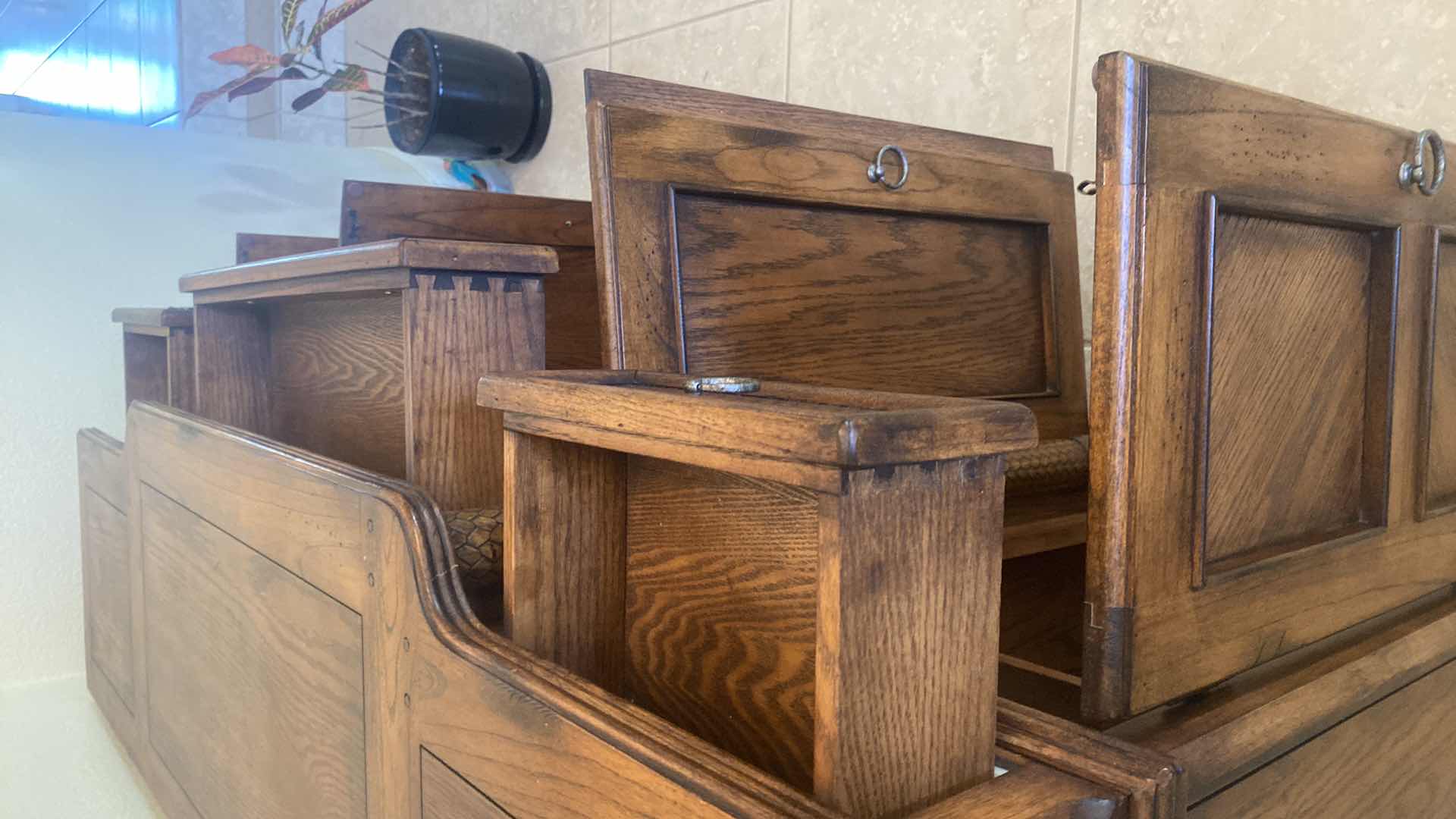 Photo 1 of ASHLEY FURNITURE OAK BUFFET WITH WOOD BRAID DESIGN & DOVETAIL DRAWERS 59” x 17” H36”