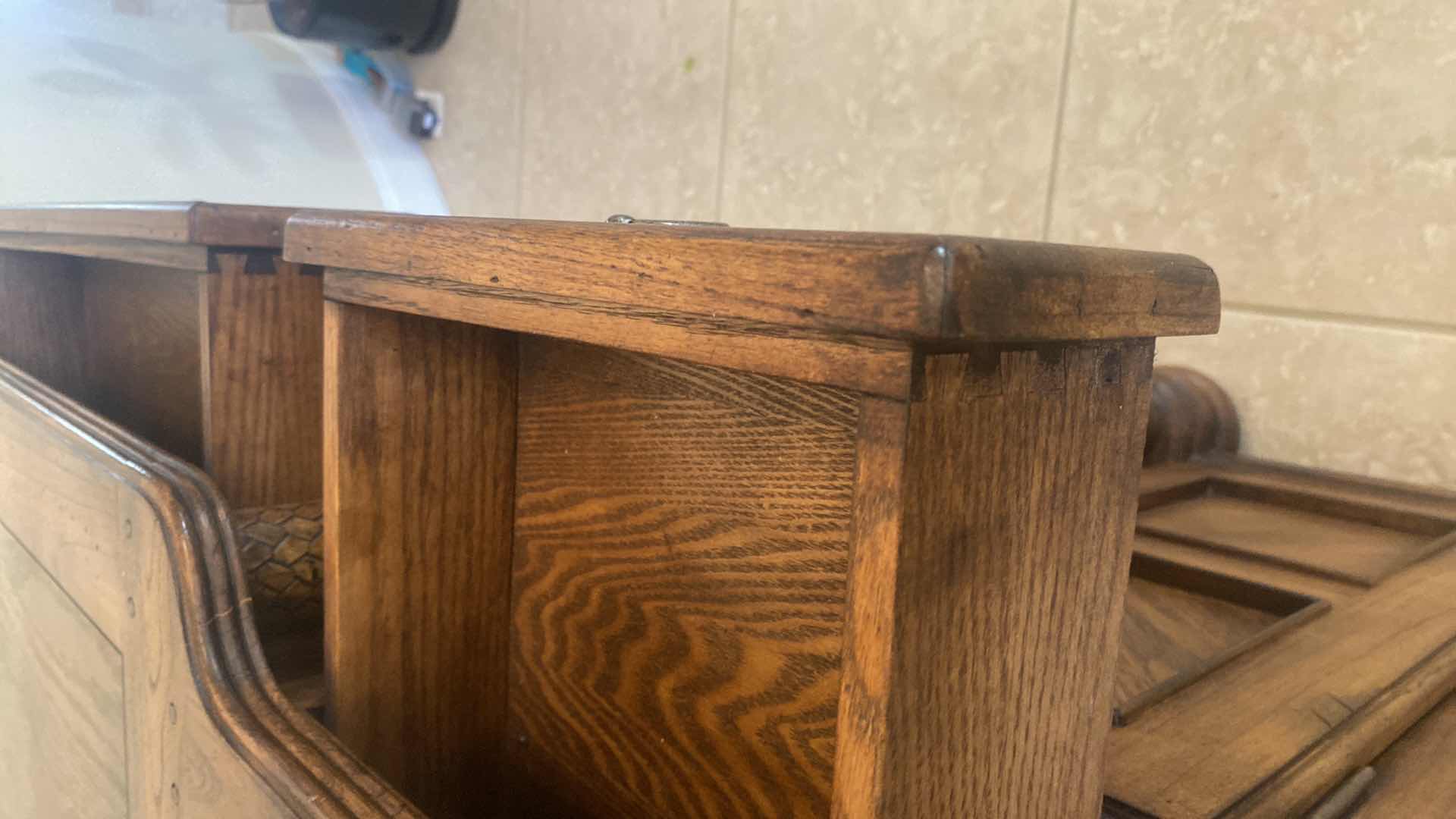 Photo 1 of ASHLEY FURNITURE OAK BUFFET WITH WOOD BRAID DESIGN & DOVETAIL DRAWERS 59” x 17” H36”