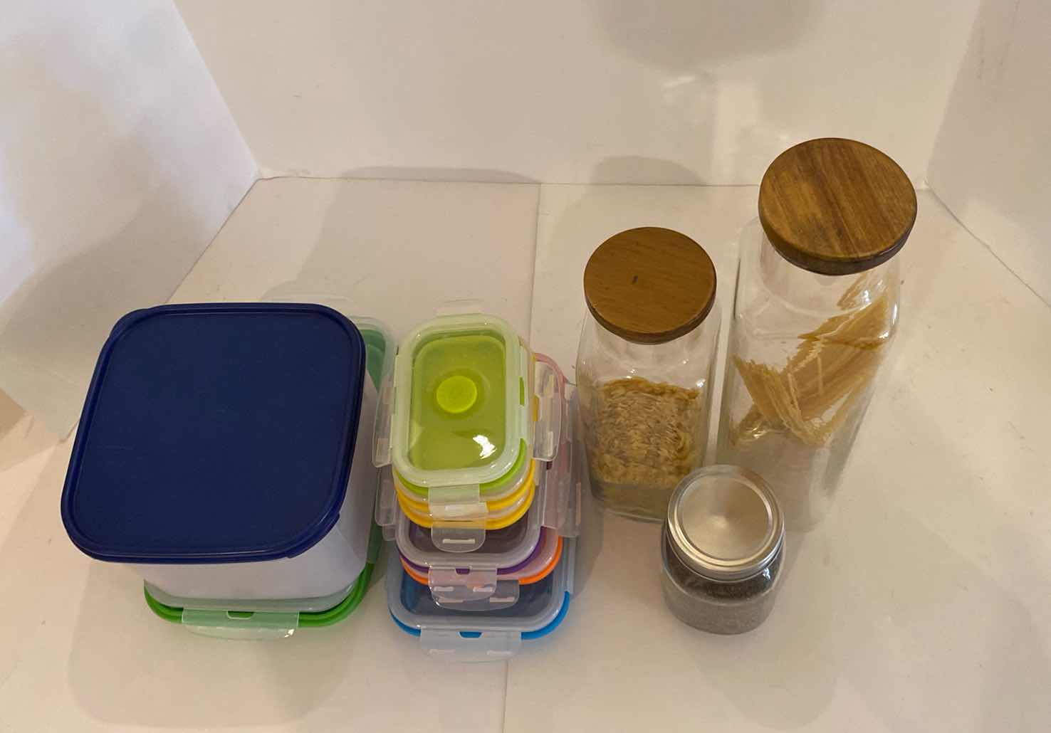 Photo 1 of 8-PIECES PLASTIC KITCHEN STORAGE &3-PIECES GLASS STORAGE