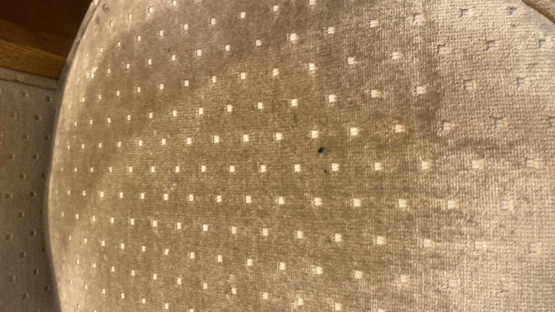 Photo 1 of 2-OAK WOOD BAR STOOLS WITH UPHOLSTERY SEATS, SEAT HEIGHT 29 1/2”, OVERALL HEIGHT 40”