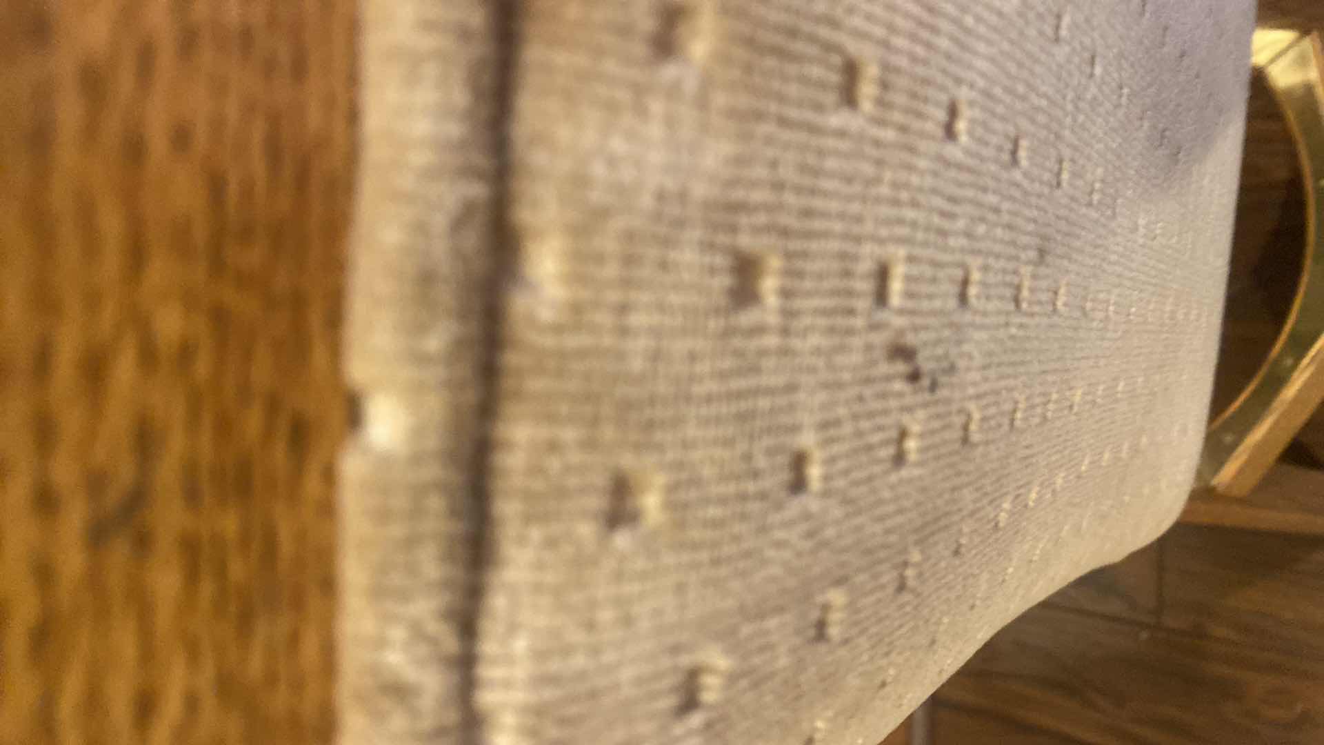 Photo 1 of 2-OAK WOOD BAR STOOLS WITH UPHOLSTERY SEATS, SEAT HEIGHT 29 1/2”, OVERALL HEIGHT 40”