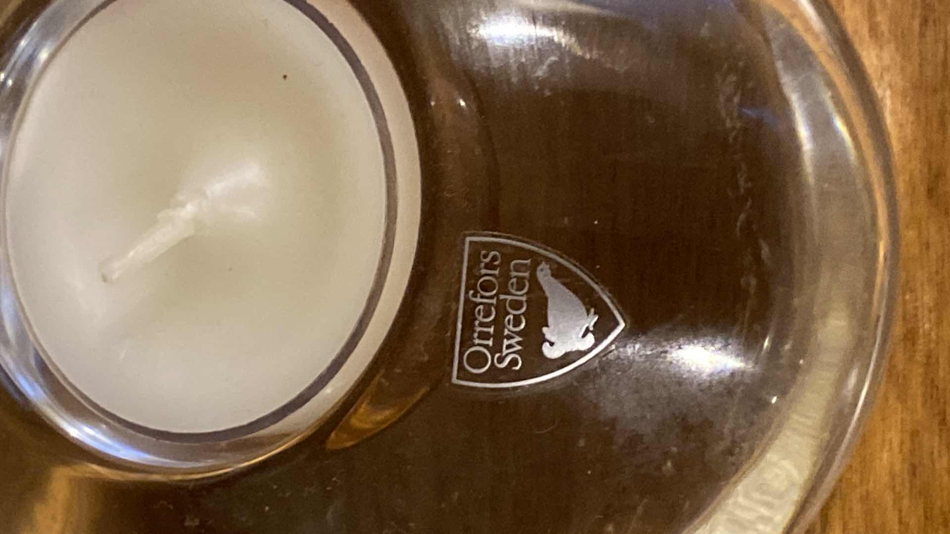 Photo 1 of 3-ORREFORS HEAVY LIGHTSTONE RIVER ROCK GLASS VOTIVE HOLDERS