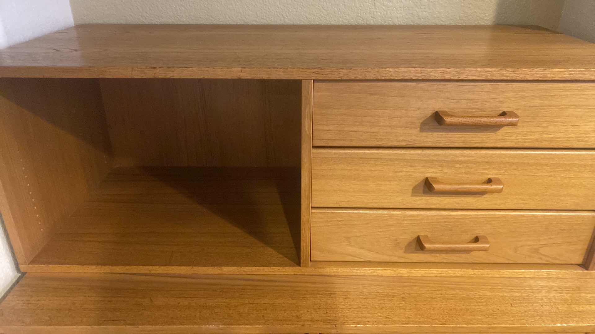 View 2 of 2 PIECE OAK CABINET - TOP 40” x 15 1/2” H14 1/2” (removable) BOTTOM CABINET 40” x 20” H30 1/2”