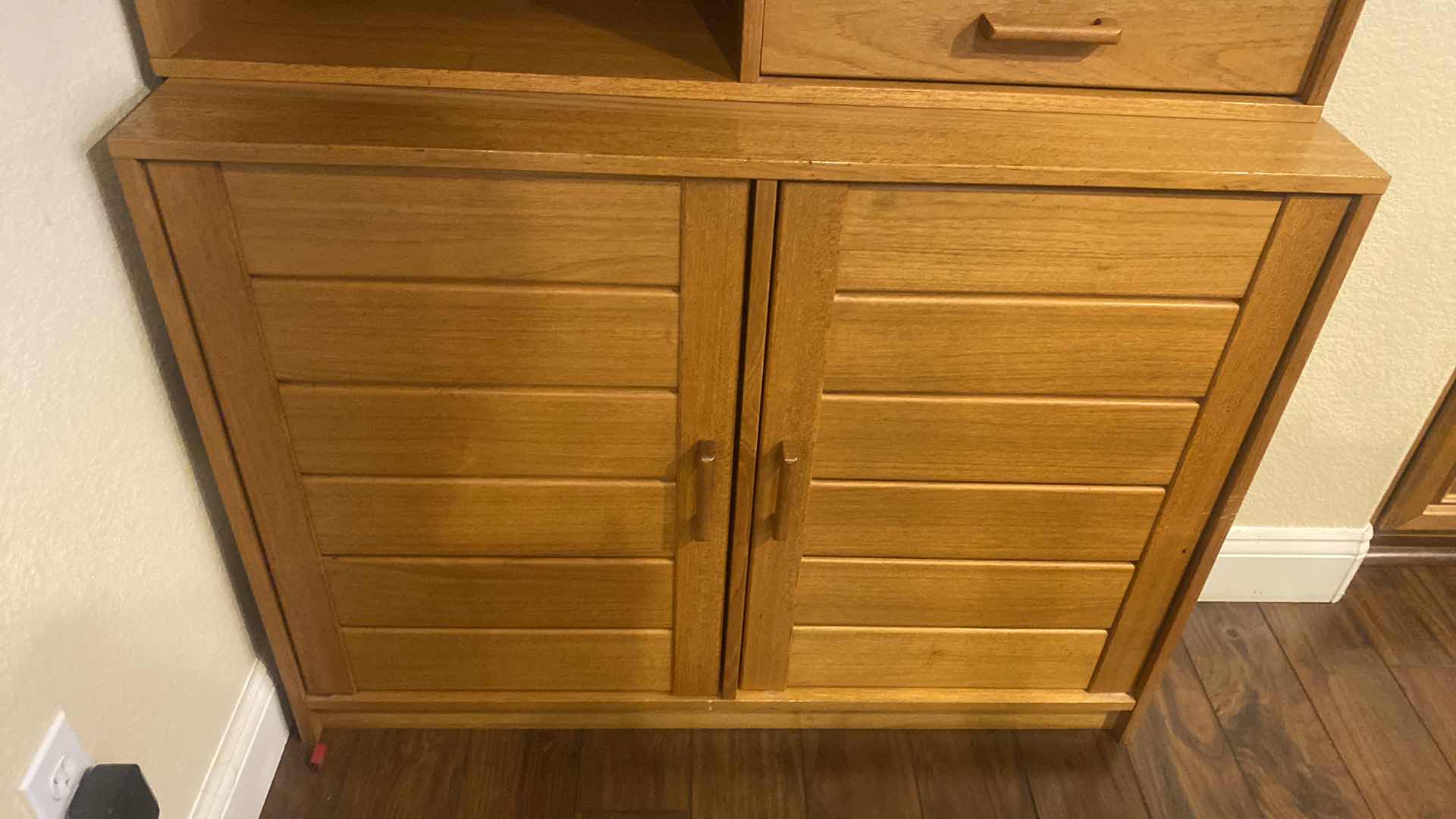 View 3 of 2 PIECE OAK CABINET - TOP 40” x 15 1/2” H14 1/2” (removable) BOTTOM CABINET 40” x 20” H30 1/2”