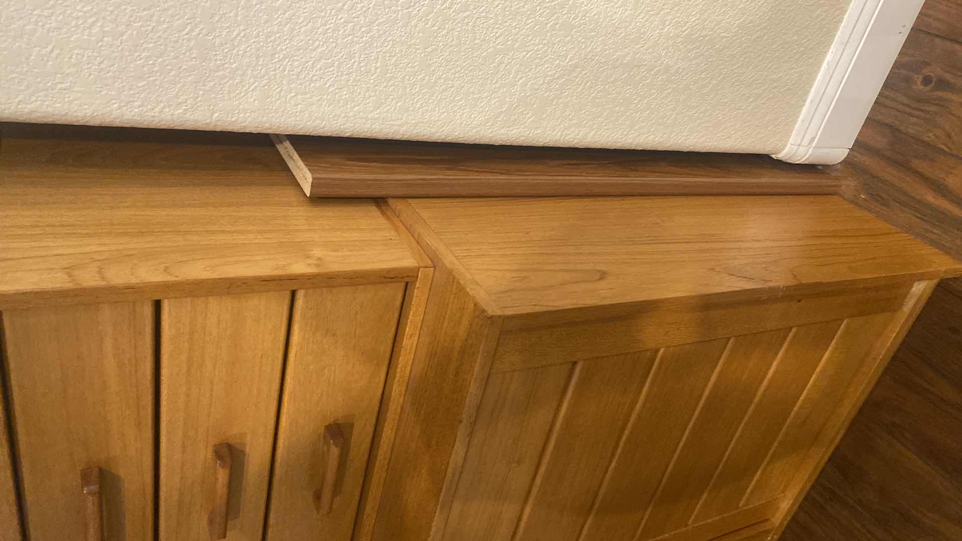 View 4 of 2 PIECE OAK CABINET - TOP 40” x 15 1/2” H14 1/2” (removable) BOTTOM CABINET 40” x 20” H30 1/2”