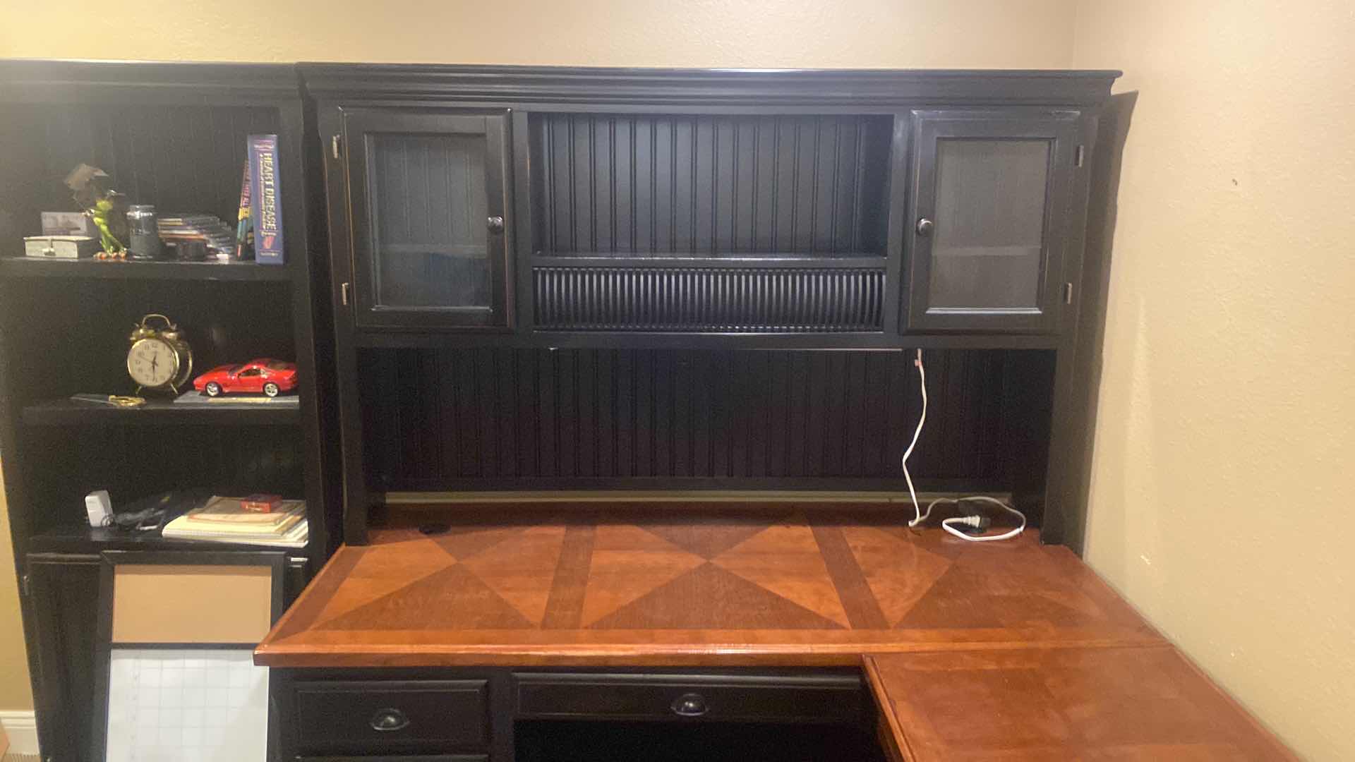 Photo 1 of DARK WOOD CORNER DESK WITH HUTCH 67” x 32” H30”