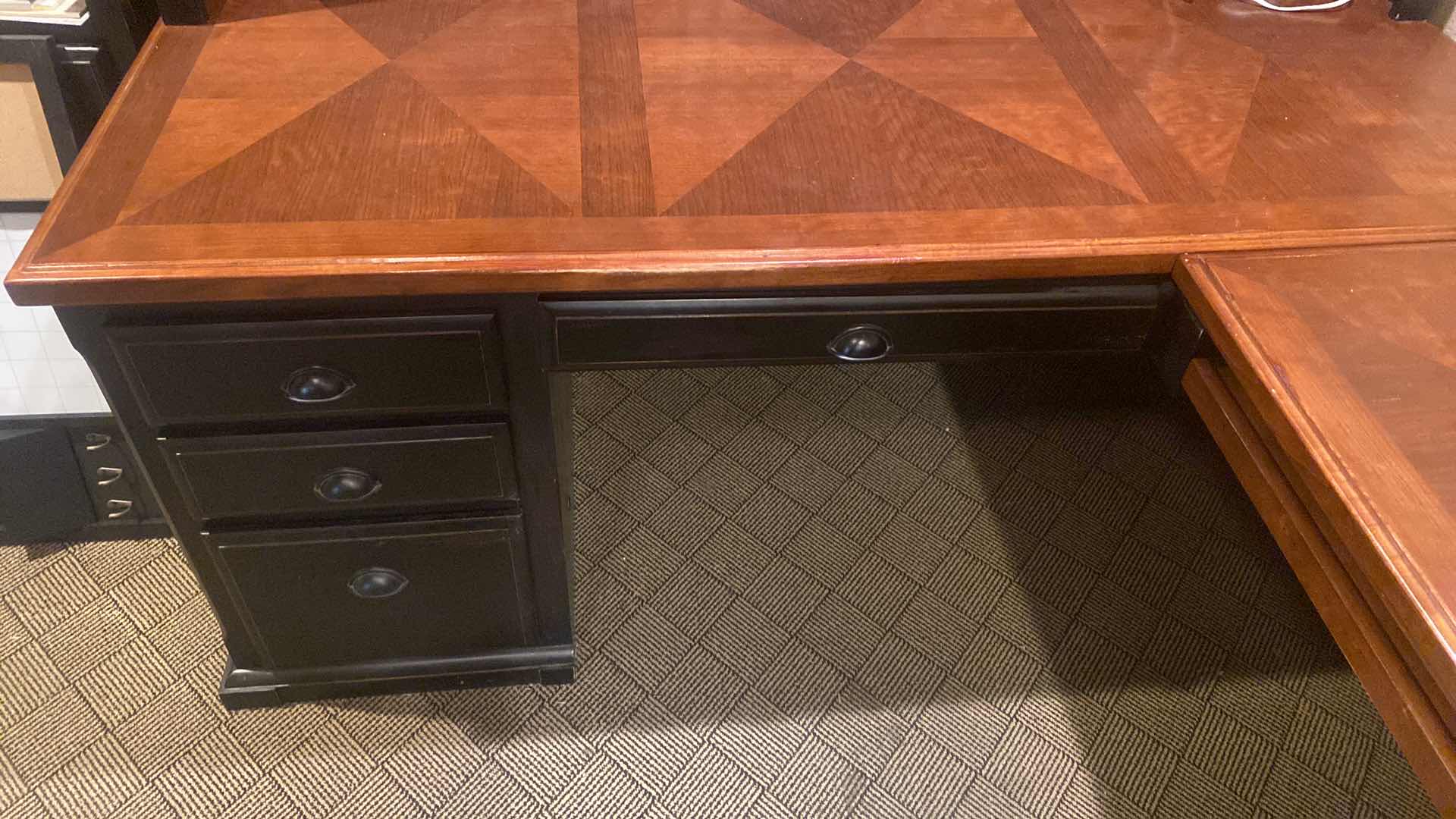 Photo 1 of DARK WOOD CORNER DESK WITH HUTCH 67” x 32” H30”