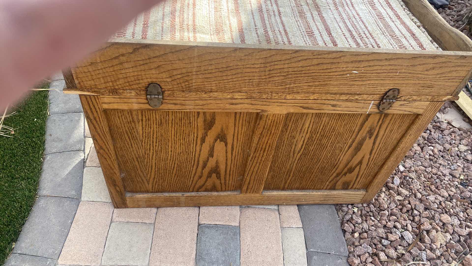 Photo 1 of OAK STORAGE BENCH WITH CUSHION 37” x 20” H25”