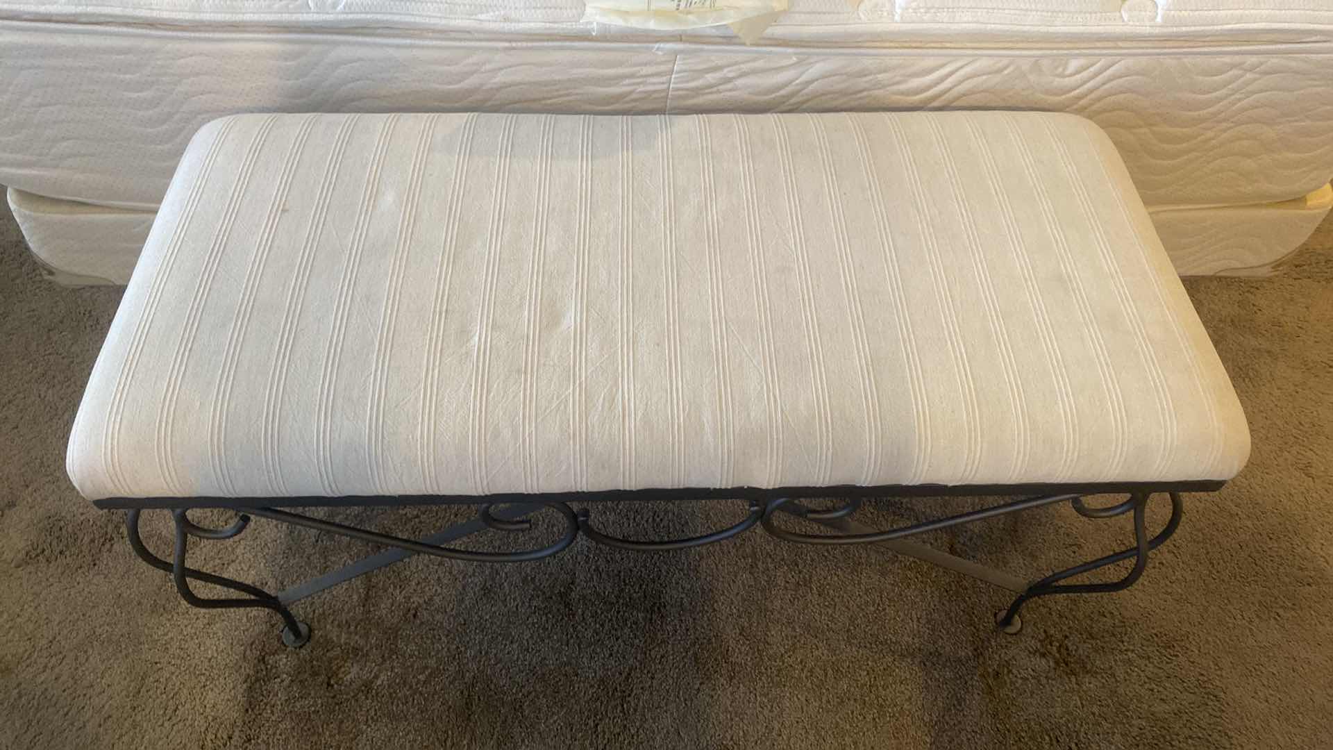 View 2 of IRON AND CREAM FABRIC BENCH 40 1/2” x 18” H20”
